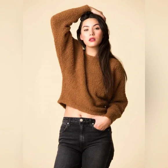Vince Sweaters Vince Teddy Cropped Scoop Neck Sweater Wool